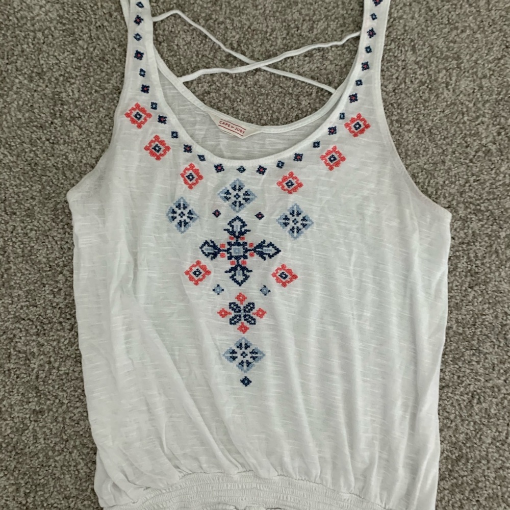 White embroidered tank top